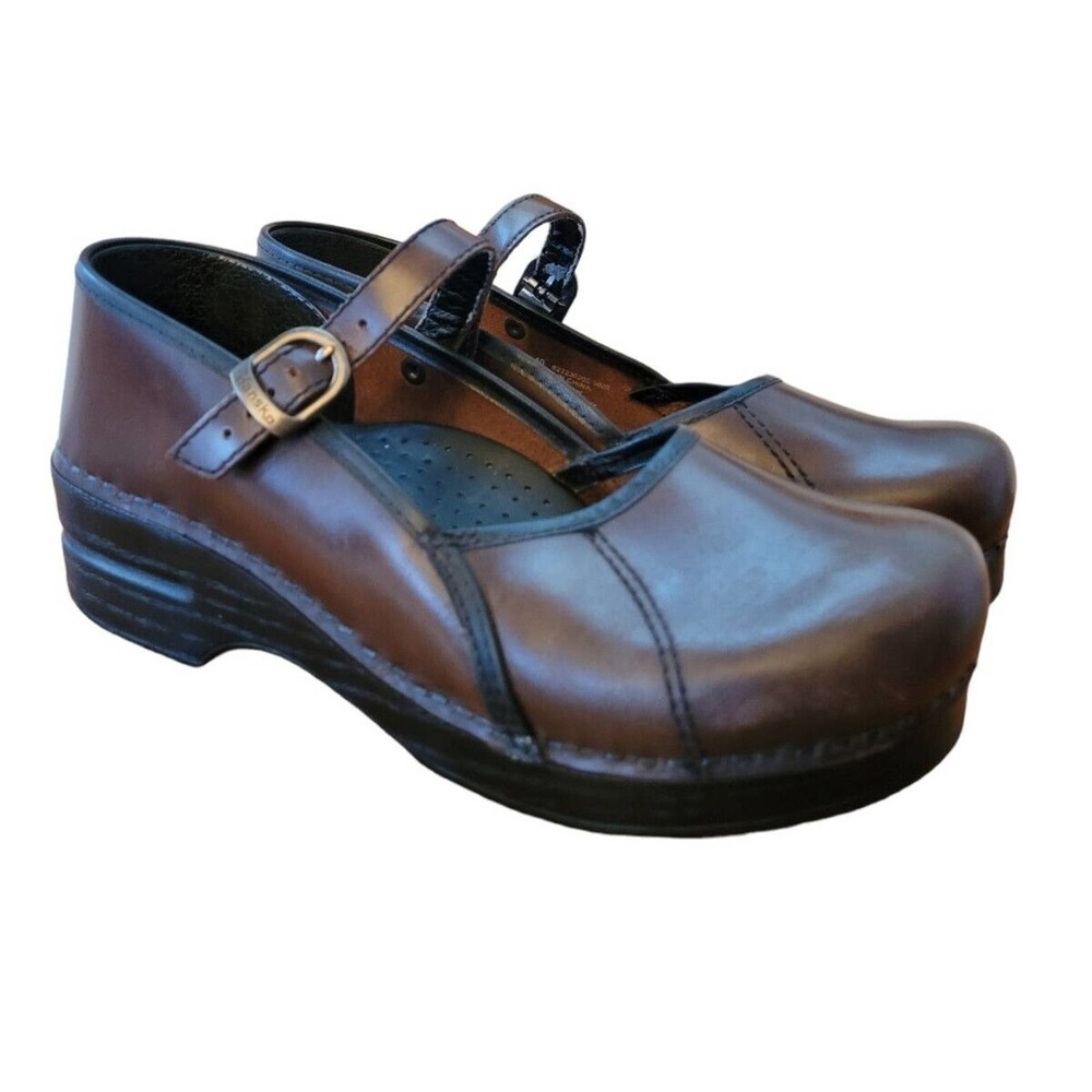 Dansko Size 40 Marcelle Leather Brown Mary Jane Comfort Clog Shoe Professional